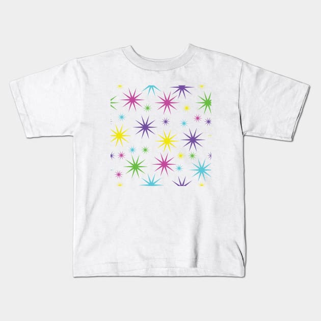 Starry Asterisk Pattern (Neon) Kids T-Shirt by inotyler